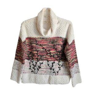 Adora embroidered textured cowlneck sweater Sz‎ S/M Grandma Cottage